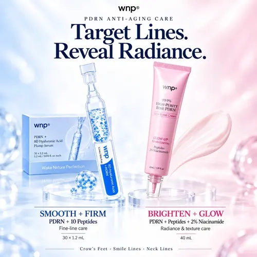 WNP Anti-Aging Serum & Face Cream Duo | Firming & Anti-Wrinkle Care | 3% 8D Hyaluronic Acid, PDRN & 10-Peptide Serum + High-Purity Rose PDRN & 2% Niacinamide Glow Cream | For Crow’s Feet, Smile Lines & Neck Lines | Korean Skincare, K-Beauty