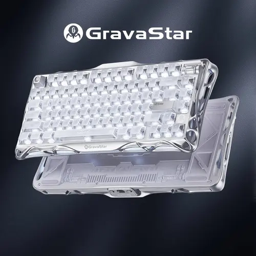 【NEW ARRIVAL】GravaStar Mercury V75 Silver Frost 75% Hall Effect Magnetic Switch Gaming Keyboard, Wired, Hot‑Swappable, 8000 Hz Polling, Dual‑Zone RGB, Semi‑Aluminum Frame,back to school,back to school haul