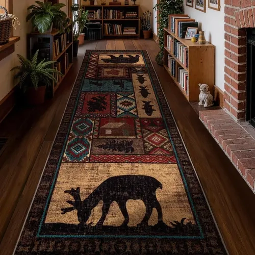YIHOUSE Cotton Fiber Machine-Washable Runner Rug - Geometric, Non-Slip, Stain-Resistant, Soft Low-Pile Animal Themed Rug for Bedroom, Entryways, Home Decor, Animal Themed Rugs