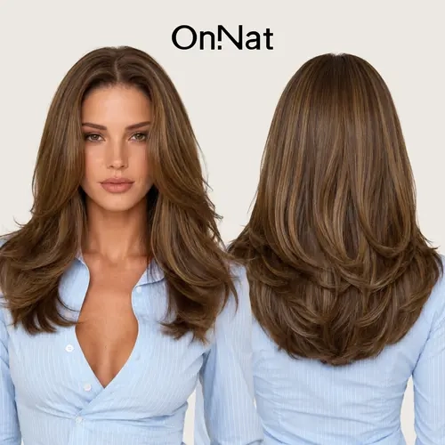 Jade - OnNat 13x6 Lace Front Free-Parting Wig | 18-Inch Layered Straight Synthetic Wig Ear-to-Ear Lace Pre-Plucked Natural Hairline Heat Resistant Fiber