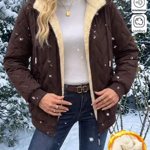 Women's Warm Lightweight Loose Long-Sleeve Winter Fleece Outerwear - Adjustable Hood Jackets, Women's Clothes Suitable for Sports, Outdoor Activities