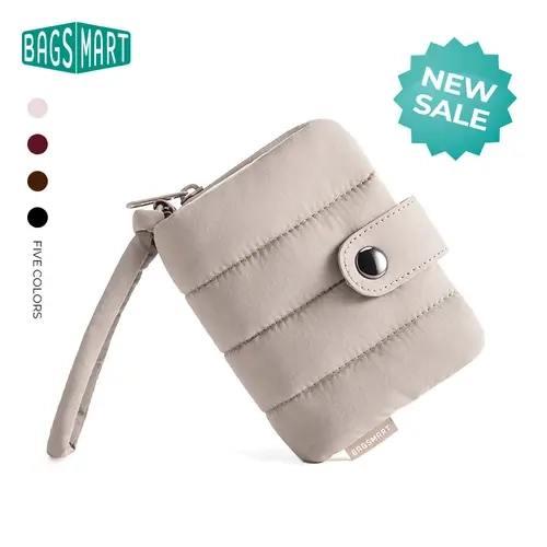 【NEW IN】BAGSMART Women’s 5-Color Striped Wallet – Lightweight Puffy Fabric, 8 Card Slots with ID Window & Zipper Coin Pocket, Magnetic Closure, Perfect for Daily Commute & Shopping sohochic tiktokshopstockup