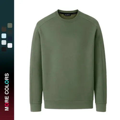 MAELREG Mens Crewneck Sweatshirt Long Sleeve Stretch Golf Pullover Zip Pockets Solid Color Medium Weight Performance Breathable Fall Winter Active Casual Travel
