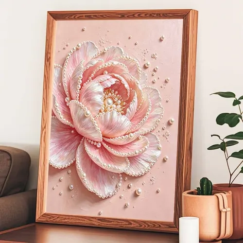 DIY Pearl Painting Kit with Flower Design, Creative Drilling Art Set, Includes Tools and Pearl Drill Pack, Home Office Decor, Gift for Craft Enthusiasts
