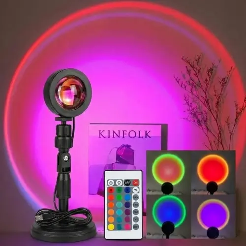 Sunset Lamp Projector with Remote Control, Circular Sunset Halo Projection Lamp for Bedroom Decor, Photography, Gaming Room, Party and Home Ambience