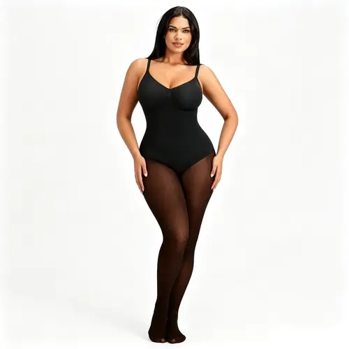 SHAPELLX Sheer-Panel with Fleece Lined Tights Stay-Warm Tummy Control Sheer Effect Tights Bodysuit Creator  Sales