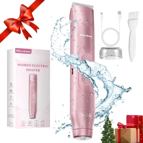Akunbem Couple Grooming Set | Women Bikini Trimmer & Men Groin Nose Hair Trimmer, IPX7 Waterproof Rechargeable Dual‑Head Shaver, Replaceable Ceramic Blade, Painless Body Shaving, Holiday Gift for Couples