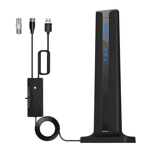 HWU Indoor-Outdoor TV Antenna with Long-Range HD Signal Amplifier, Newly Upgraded for Stable Reception, 1080p Resolution, HDMI Output, Great for RV Trips and Home Viewing, Outdoor Use