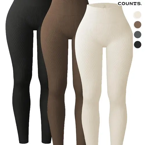Women's Solid High-Waist Leggings, Casual Comfy Breathable Skinny Pants, Workout Activewear Bottoms for Yoga, Gym & Workout, All-Season Bottoms