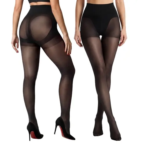 LUCKMEEY  Sheer Tights for Women 2 Pack, Ultra Lightweight Pantyhose, Silky Smooth & Stretchy Stockings, Natural Leg-Smoothing Finish, Reinforced Toe Everyday Style