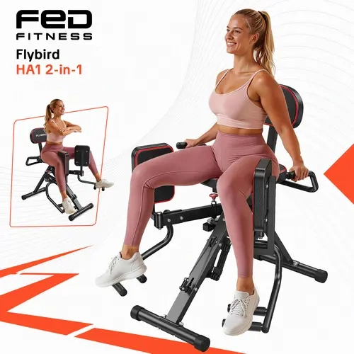 FLYBIRD Series HA1 Hip Abductor & Hip Adduction Machine, FED Fitness Home Gym Size Glute Trainer with 6 Adjustable Resistance Bands, Dual Foot Bar, Up to 108LBS Resistance