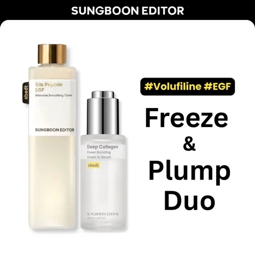 [Sungboon] Freeze & Plump Duo | Silk Peptide EGF Toner & Deep Collagen Serum, Wrinkle & Plumping Care | Volufiline, EGF & Hexapeptide-8 | Fine Line Smoothing, Fills Hollow Areas & Lips | Korean Skincare, K-Beauty