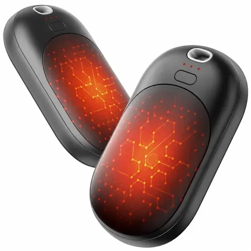 Omifil Unisex Rechargeable Hand Warmers 2-Pack, Magnetic Compact Pocket Heaters, Ultra-Slim with 3 Heat Levels, Fast Heating for Skiing, Cold Weather, Useful Mini Gifts for Boyfriends (Charge Before Use)