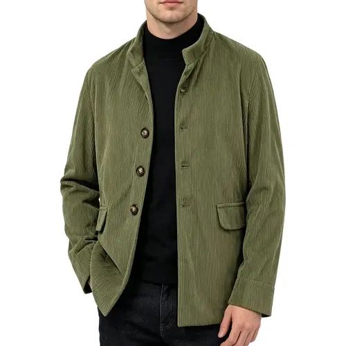 Mens Solid Color Stand Collar Buttons Pockets Jacket Cardigan Suit For Spring Autumn Daily Business Casual Commute Outdoor Dating Travel Everyday Male Fashion Suit Jacket Outfit Formal Menswear