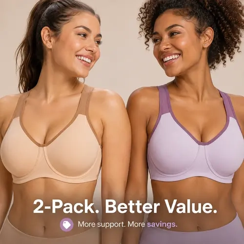 【2 Pack】HSIA ComfyArc Hybrid Sports Bra Activewear, Workout Bra for Plussize Women, Soft Support Non-Padded, Unlined, Full Coverage, Wide Strap, Outside Underwire, Everyday Womenswear Fitness Clothes #summerwins