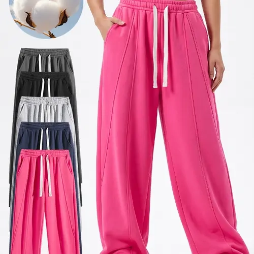Women's Vertical Stitch Wide Leg Sweatpants | Loose Streetwear Pants