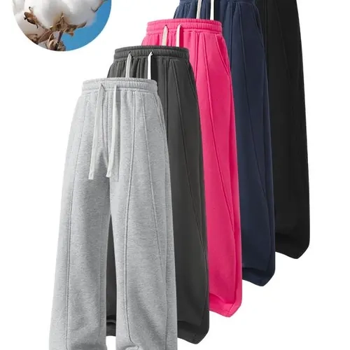Men’s wide-leg sweatpants with vertical seams, elastic waistband with drawstring, loose casual trousers, streetwear baggy pants