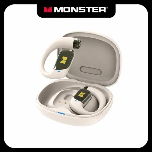 Monster 2-in-1 Open Ear Bluetooth Headset, Audio Device with Bluetooth 6.0 Connection, Ear Hooks, Detachable Neckband, 100H Playtime, ENC Noise Cancellation Calls, Low Latency, Secure Fit for Running, Gym, Fast Charging - TikTokShopBackToSchool