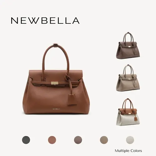 [New Arrival]NEWBELLA Vennasa Women's Solid Color PU Leather Work Tote Bag - High-Quality Daily Commuting Crossbody Bag for Working Women & Girls, Fall Outfit Essential, Ideal Birthday Gift for Her #sohoch