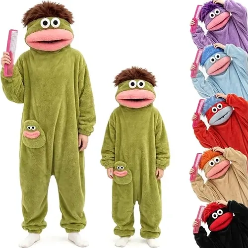 2026 Funny Big Mouth Monster Wearable Hooded Onesie - Oversized Plush Fleece Pajamas with Large Comb, Casual Sleepwear, Loungewear, Nightwear, Novelty for Adults & Kids Sleep-Party Supplies