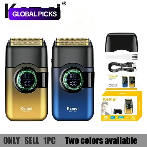 Kemei Km-T389 Rechargeable Aluminum Foil Razor, Portable Electric Shaver for Men, Ideal Father's Day Gift, Travel Mini Shaver, Compact Face Shaver #GLOBAL PICKS