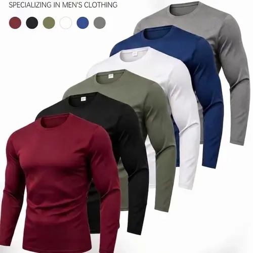 OKP Men's 6-Pack Mesh Long Sleeve T-Shirts, Menswear Moisture-Wicking Breathable Crew Neck Tees, Lightweight Basic Casual Everyday Layering Tops