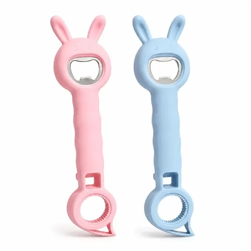 4-in-1 Multi-Function Bottle & Jar Opener, Bunny-Shaped Kitchen Opener Tool with Bottle Opener, Twist Cap Grip, Pull-Tab Hook & Jar Lid Opener, Easy-Grip Household Gadget