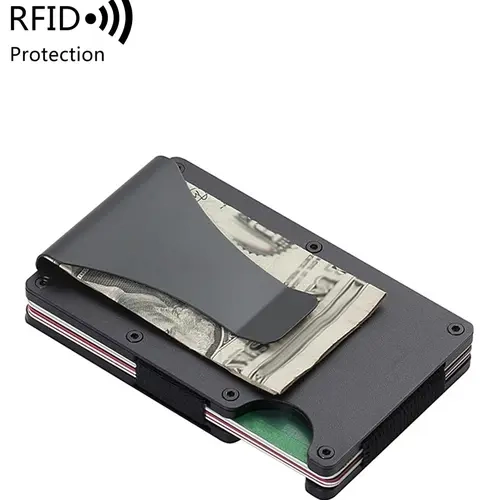 Men's RFID-Blocking Aluminum Alloy Wallet, Slim Minimalist Card Holder with Money Clip Design, Compact Case for Credit Cards, IDs, and Cash, Ideal for Everyday Carry and Travel, Gift for Men
