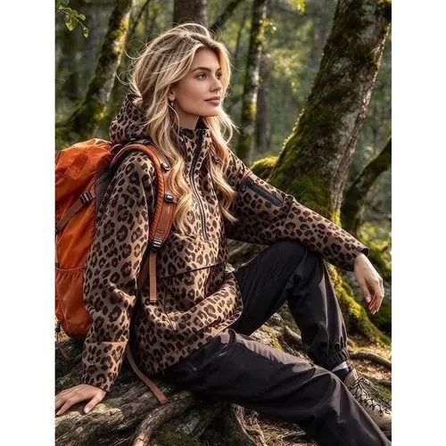 VVZ 2026 Women's Waterproof Hooded Half Zip Anorak Jacket Trendy Windproof Stain Resistant Outdoor Casual Daily Fall Winter Must Have Outerwear