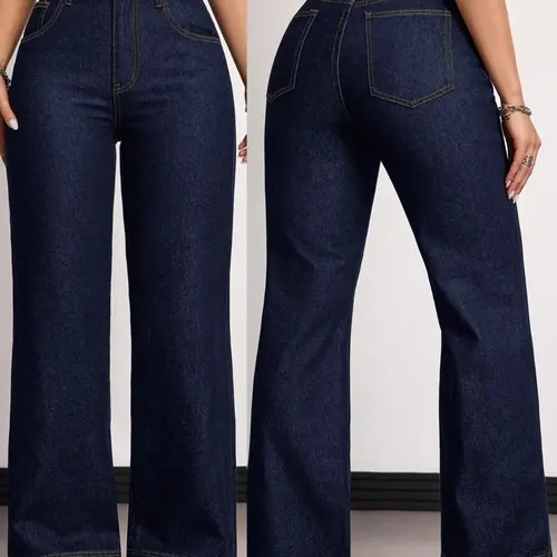 Women's High Waist Pocketed Wide Leg Loose Baggy Casual Versatile Jeans,Elegant Denim Jeans, Slim-Fitting Mid Waist Denim Jeans, Casual Button Fly Ankle-Length Jeans for All Seasons