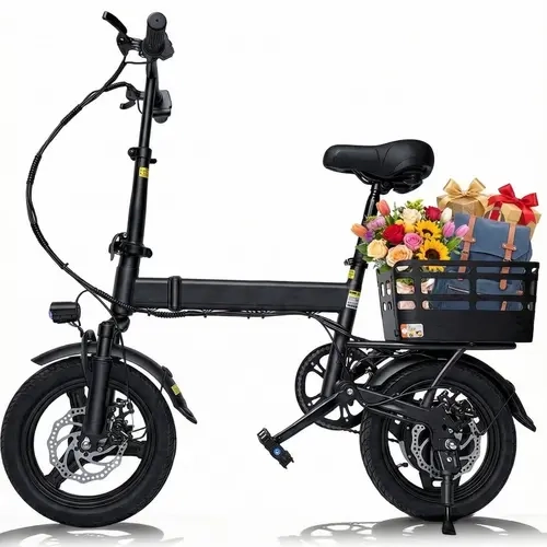 14" Folding Electric Bike for Adults, 500W Motor,20 MPH, 30+ Miles Range, 36V 12Ah Battery, Compact Commuter E-Bike with Rear Basket, Adjustable Seat & Handlebar