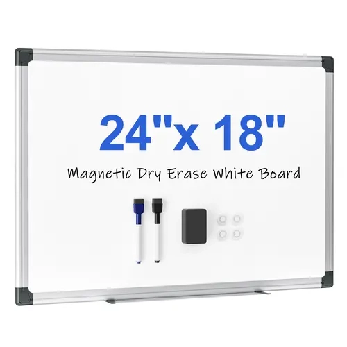 VUSIGN Magnetic White Board Kit for Wall, 24"x18" Aluminum Frame Whiteboard & 16"x12" Double-Sided Monthly Calendar Dry Erase Board, with Dry Eraser, Multicolor Markers & Magnetic Pins, for Home, School, Office, Kitchen
