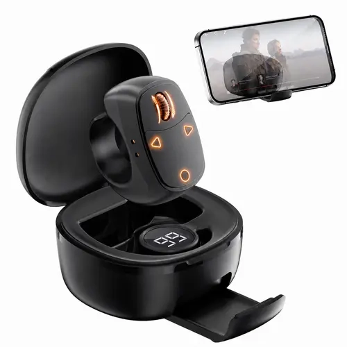 DDZJIAN Portable Rechargeable Wireless Bluetooth Ring Scroller - Smartphone Accessory with Charging Case Stand, Remote Control for Video, Selfie, Compatible with iOS 14.8+, Android 8.0+ Devices, TikTokshopbacktoschool