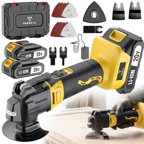20V Cordless Oscillating Multi-Tool Set with Batteries - Wireless Power Tool Sets, 6-Variable Speed, 26-Piece Kit for Cutting Wood, Drywall & Sanding