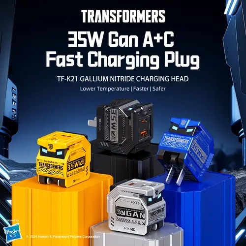 TRANSFORMERS 35W Charger Set, Dual‑USB Black Wall Charging Station, Power Adapter for Daily Use, Compatible with Smartphones & Mobile Devices