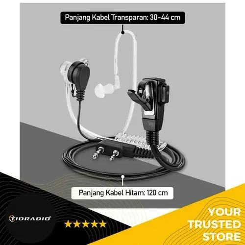 TIDRADIO Air Tube Headset Clear Acoustic Coil Earbud for Walkie Talkies and Two-Way Radios, Behind-the-Ear Air Tube Earpiece with In-Line Mic and PTT Compatible with Radio Speaker Mic Jacks