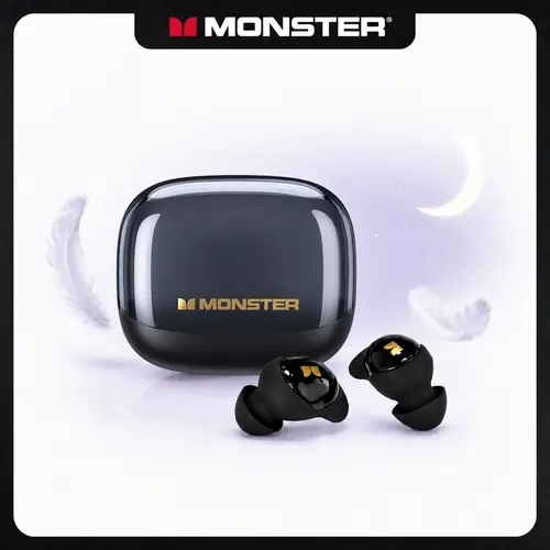 Monster Sleep True Wireless Earbuds - Portable Wireless Headphones, Lightweight Invisible In-Ear Bluetooth Earphones, Earjoy App, White Noise, Custom EQ for Side Sleepers, Travel Use, Earphones & Accessories