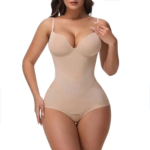 JOSHINE Women's Seamless Tummy Control Bodysuit with Built-In Bra, Everyday Shapewear for Womenswear Basics