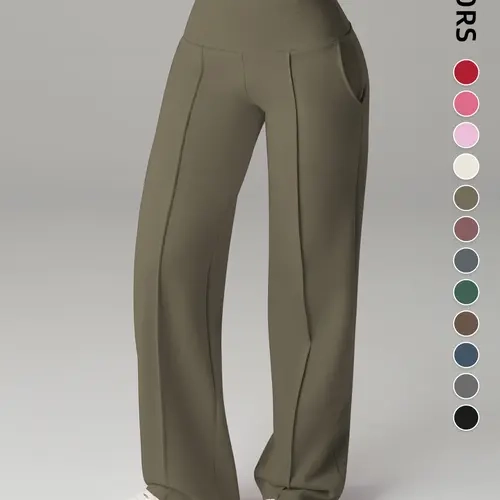 Women's Sporty Casual Long Pants, High Waist Loose Fit Soft Flare Leg Sweatpants for All Seasons, Ideal for Gym & Home