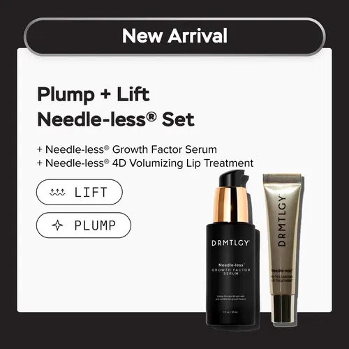 DRMTLGY Plump + Lift Needle-less Set: Needle-less Growth Factor Serum & Needle-less 4D Volumizing Lip Treatment. Visibly Lifts with Growth Factors. Plumps & Hydrates with Peptides.