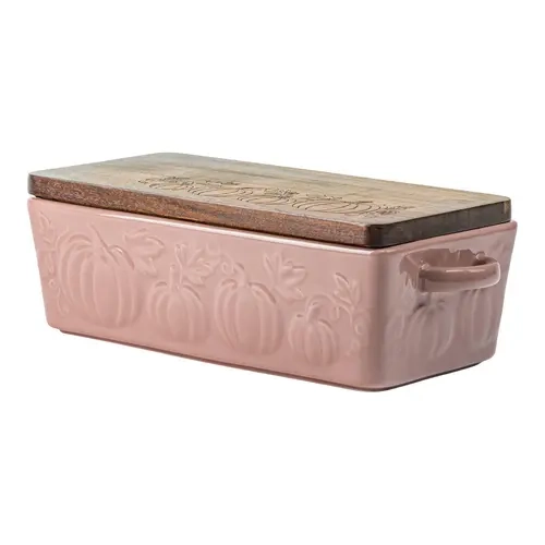 10 Strawberry Street Gourd Impressions Loaf Pan w/ Acacia Lid