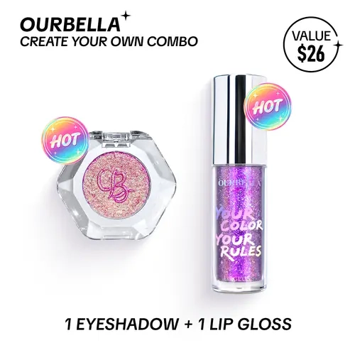 [BUILD YOUR OWN] Ourbella Multichrome Eyeshadow & Lip Gloss Set | Mix & Match Popular Shades, Color-Shifting Iridescent Shimmer Eyeshadow, High Shine Lip Gloss, Long-Lasting Talc-Free Makeup Duo,TikTokShopblackfriday