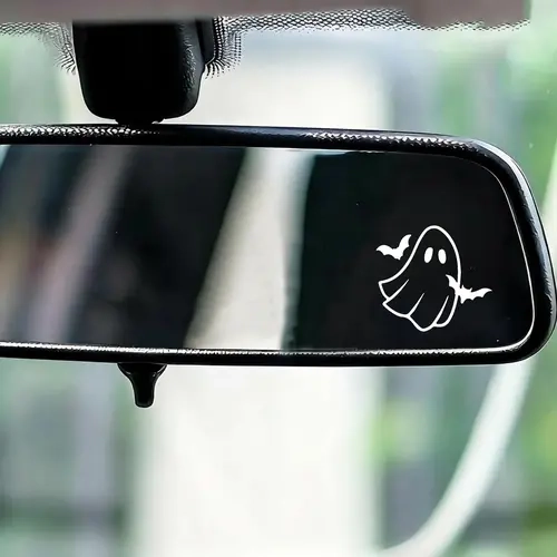 4pcs Cute Ghost Car Mirror Decals - Direct Stick-On Peel-and-Stick Automotive Exterior Accessories with Clean Finish for Cars/Motorcycle, Trucks