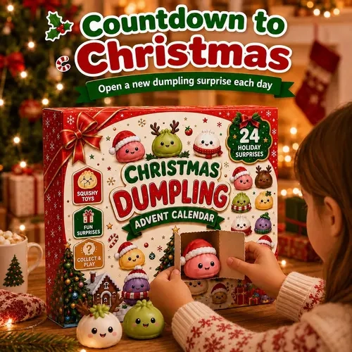 Christmas Mini Squishies Advent Calendar 2026, 24-Day Dumpling Squishy Toy Countdown Calendar with Glitter Squeeze Toys, Holiday Gift for Kids Squishy Kit Squishy Stress Relief Squishy Soft Squishy Squeeze Fidget