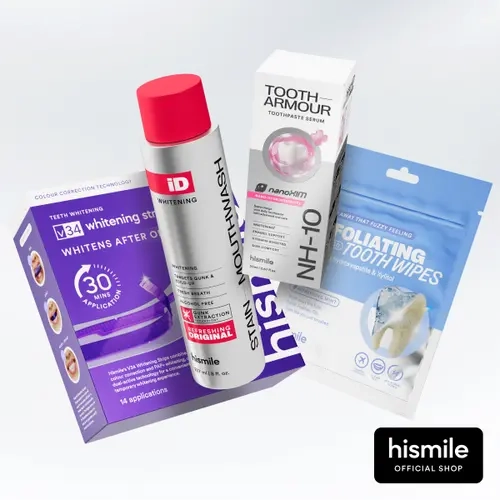[Hismile] Ultimate 7-Day Whitening Protocol, 4 Products, Ultimate Results, iD Stain Whitening Mouthwash, Tooth Armour Nano-Hydroxyapatite Toothpaste, Exfoliating Tooth Wipes, V34 Purple Whitening Strips