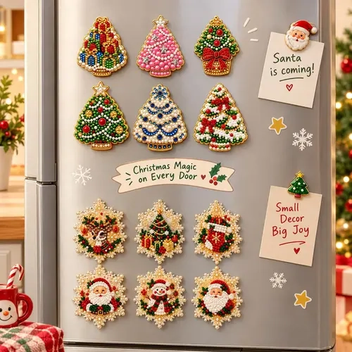 Square Acrylic Fridge Magnet - 2.76x2.76in Decorative Refrigerator Decorating Magnetic Item, Festive Home & Kitchen Holiday Gift, Home & Party Supplies