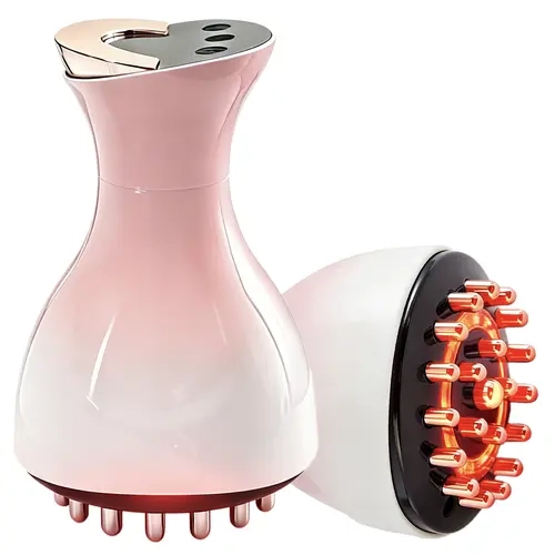 Cordless Rechargeable Handheld Portable Massager - 4-in-1 SoothingPulse Tech, 35-Speed Vibration, Heat + Light, Body Care, Relieves Bloating, Neck to Legs Use, Parent Gift