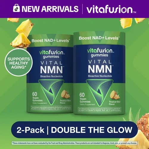 [Vitafusion] Double The Glow NMN Gummies 2-Pack Bundle - Bioactive Nucleotide - Tropical Glow Flavor - Boost NAD+ Levels - 60 Vegan Gummies