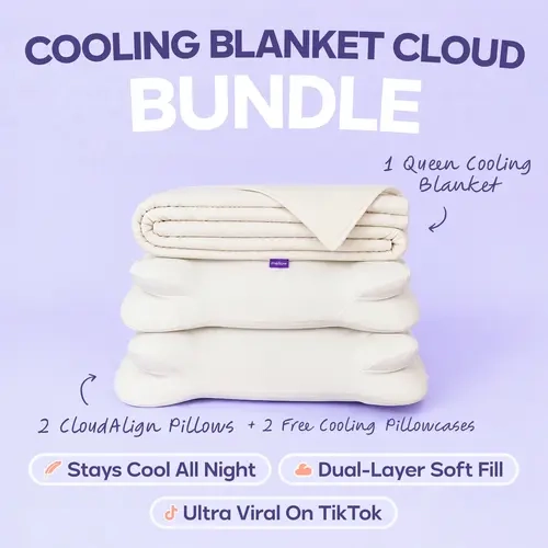 Mellow Bundle | CloudCool Cooling Comforter + 2 CloudAlign Pillows - Cooling Comforter and 2x Ergonomic Pillows, Built to Work Together For Deeper, More Restful Sleep