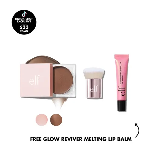 e.l.f. Halo Glow Body & Lip Glow Bundle: Goddess Body Balm (Choose Your Shade) + Body Brush + Glow Reviver Melting Lip Balm (Choose Your Shade), Vegan, $33 Value